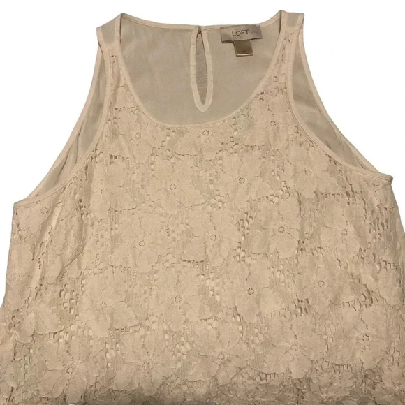 LOFT Petite Lace Floral Tank Top- Size Medium Petite - Picture 2 of 5